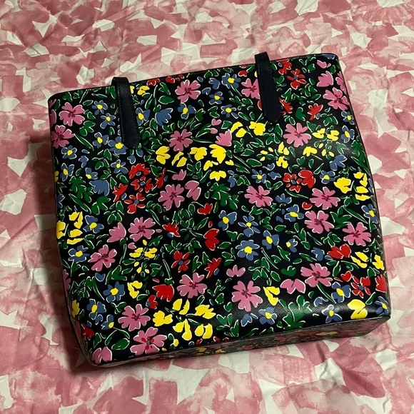Kate Spade Navy Floral Tote Bag brand new no tags - Picture 2 of 13